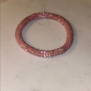 Vintage Light Pink Beaded Rope Bracelet